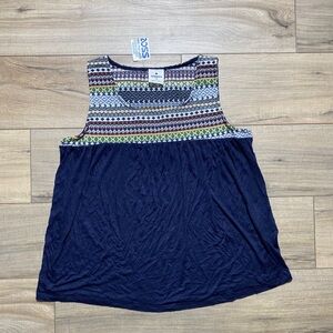 Agenda Womens Colorblock Tank Top Size Medium Navy Blue And Multicolor
